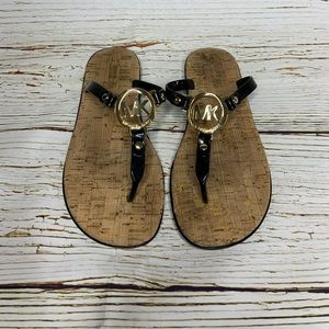 Michael Kors Black & Gold Flip Flops